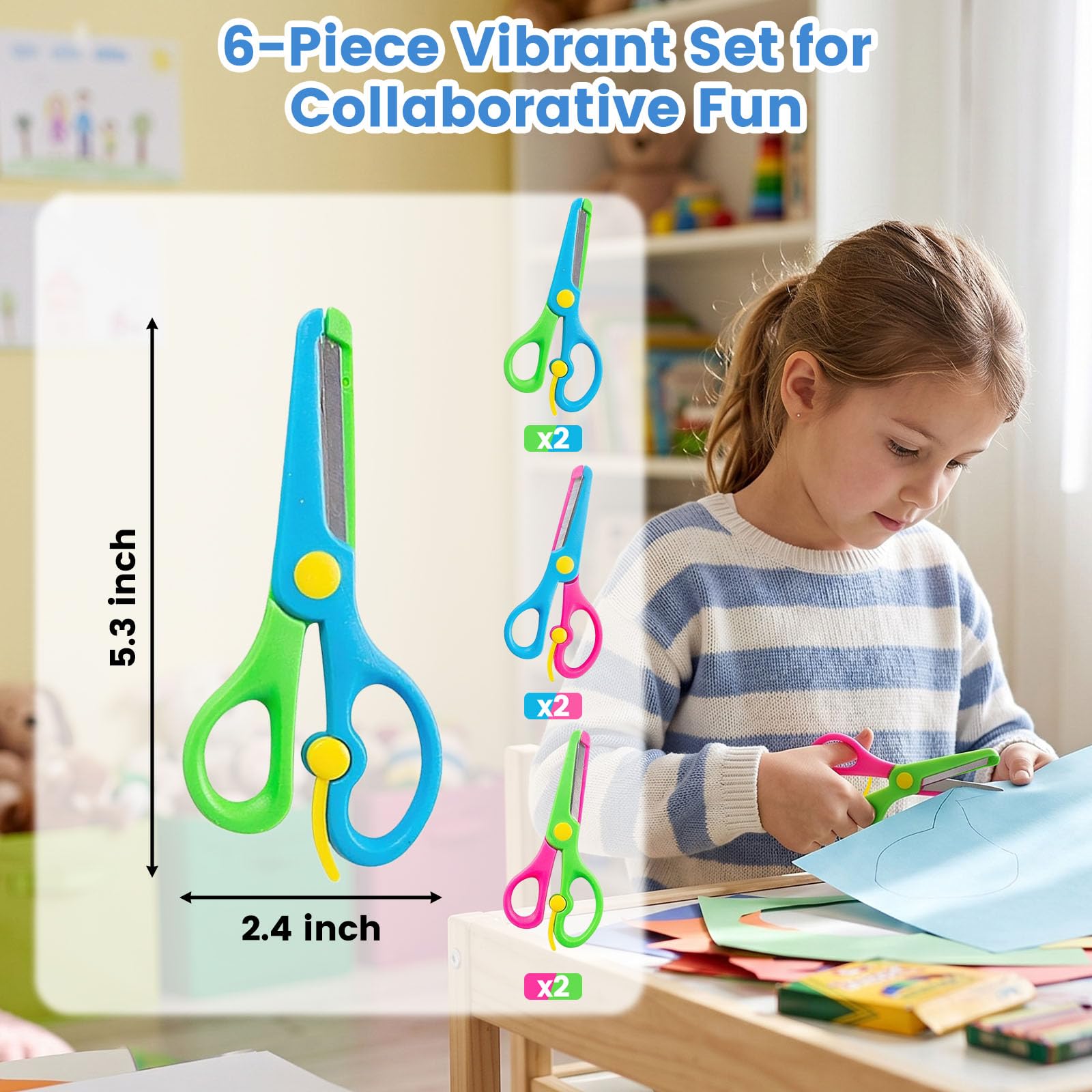 Amazon.com : LovesTown Kids Craft Scissors, 6PCS Blunt Tip Safety
